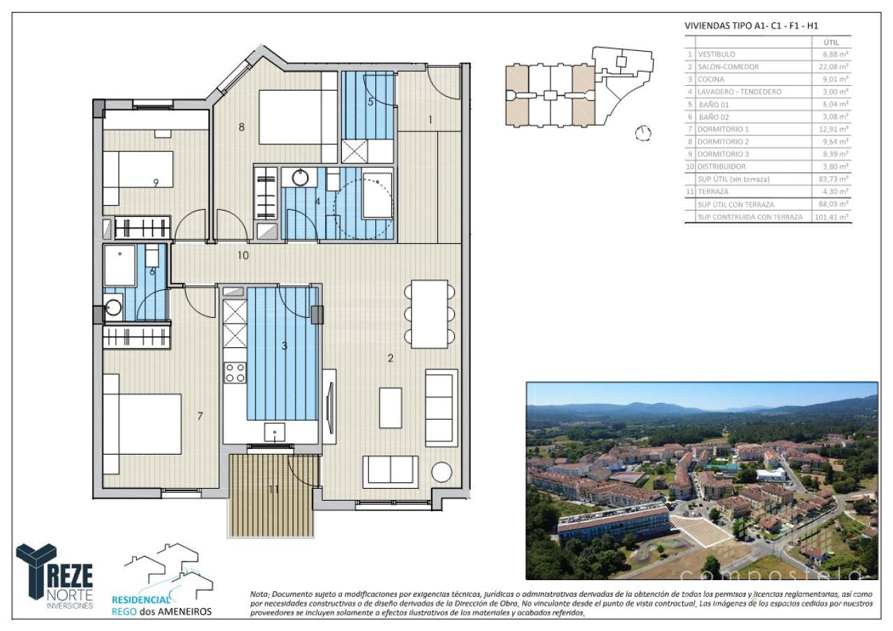 PLANO VIVIENDA TIPO C2, vistas a la calle