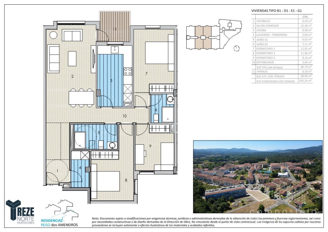 PLANO VIVIENDA TIPO D1, vistas a la calle